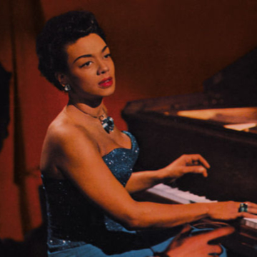 Hazel Scott, detail from cover for her 1957 album , ‘Round Midnight  (Decca, DL 8474)