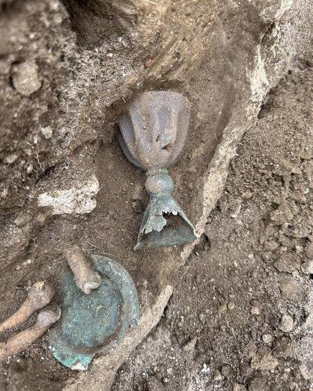 Medieval silver communion set and 70 silver coins discovered in Hungary